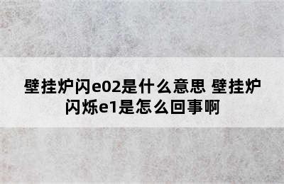 壁挂炉闪e02是什么意思 壁挂炉闪烁e1是怎么回事啊